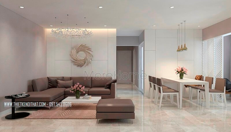 Bố trí nội thất phòng khách chung cư hiện đại khoa học tối giản Thiết kế chung cư